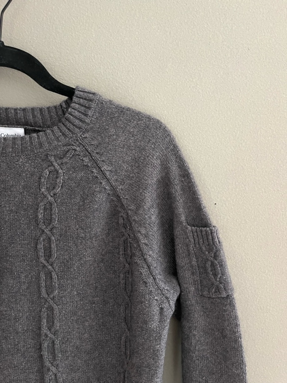 Columbia Sweater Cable Knit Crewneck Cozy Pullover Angora Wool Cotton Blend - Picture 4 of 11